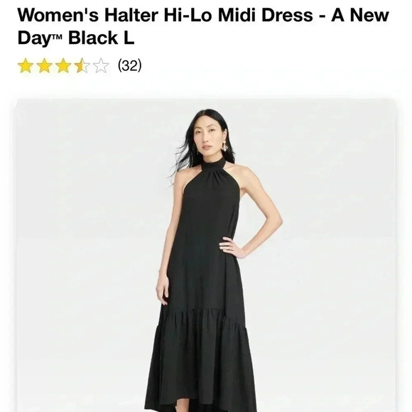 NWOT Women's Halter Hi-Lo Midi Dress - A New Day Black L - Picture 5 of 5